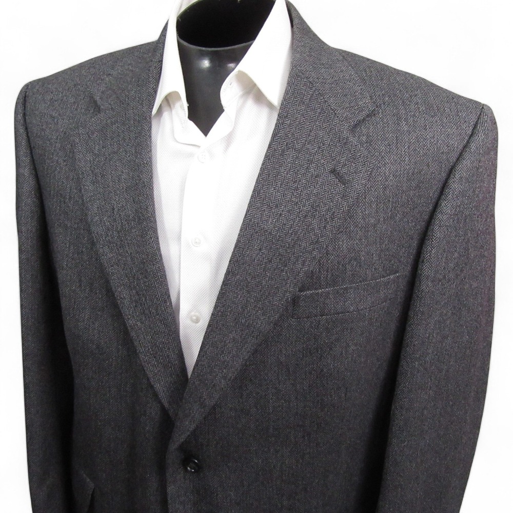 JG‎ Hook Sport Coat 44R Dark Gray Herringbone 100% Lambswool Single Vent